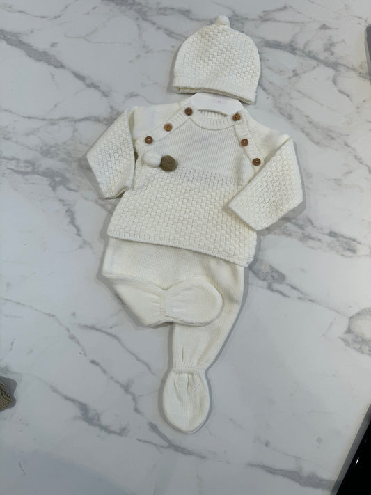 Pompom knit set 0-3M