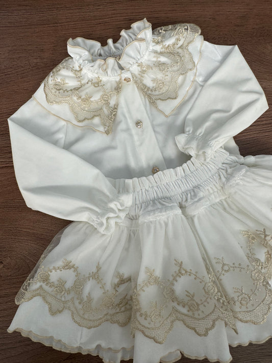 Cleo ivory velvet set