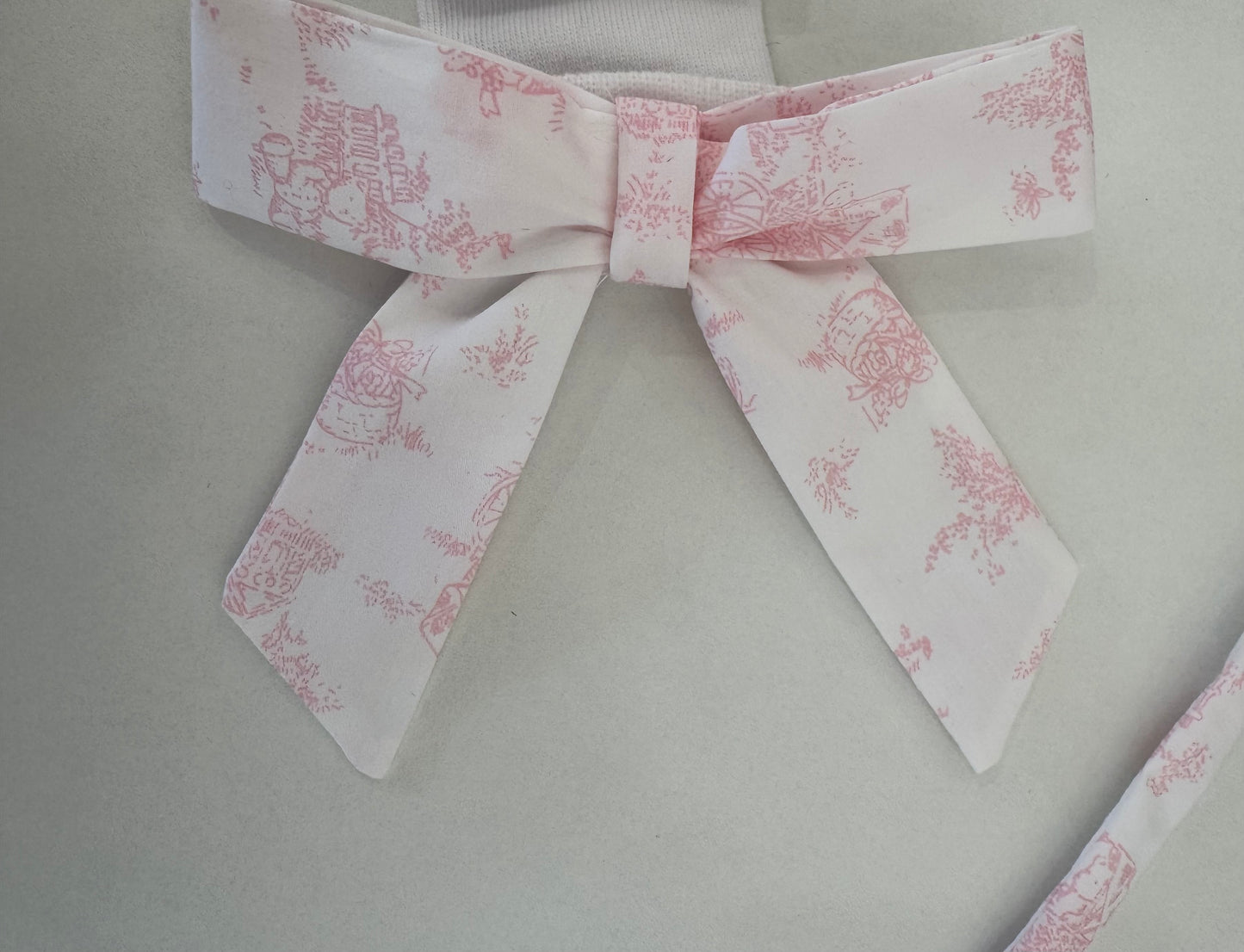 Toile de jouy pink hairbow - pre order
