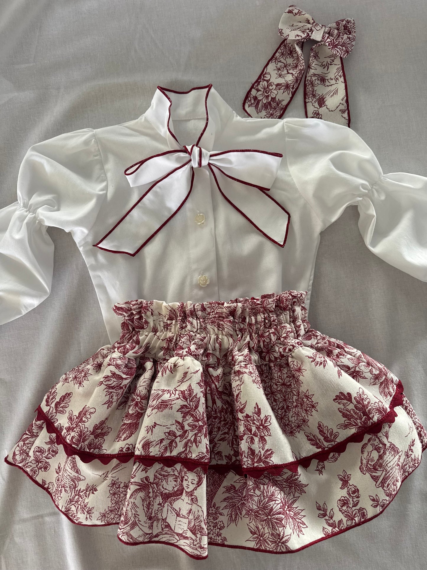Toile de Jouy bordeux bloomer set - PRE ORDER