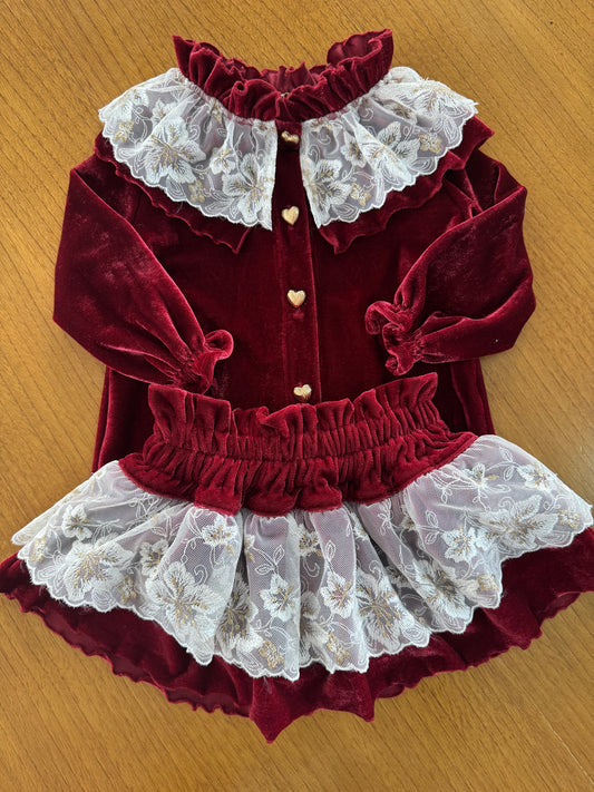 Cleo Burbundy velvet set - PRE ORDER