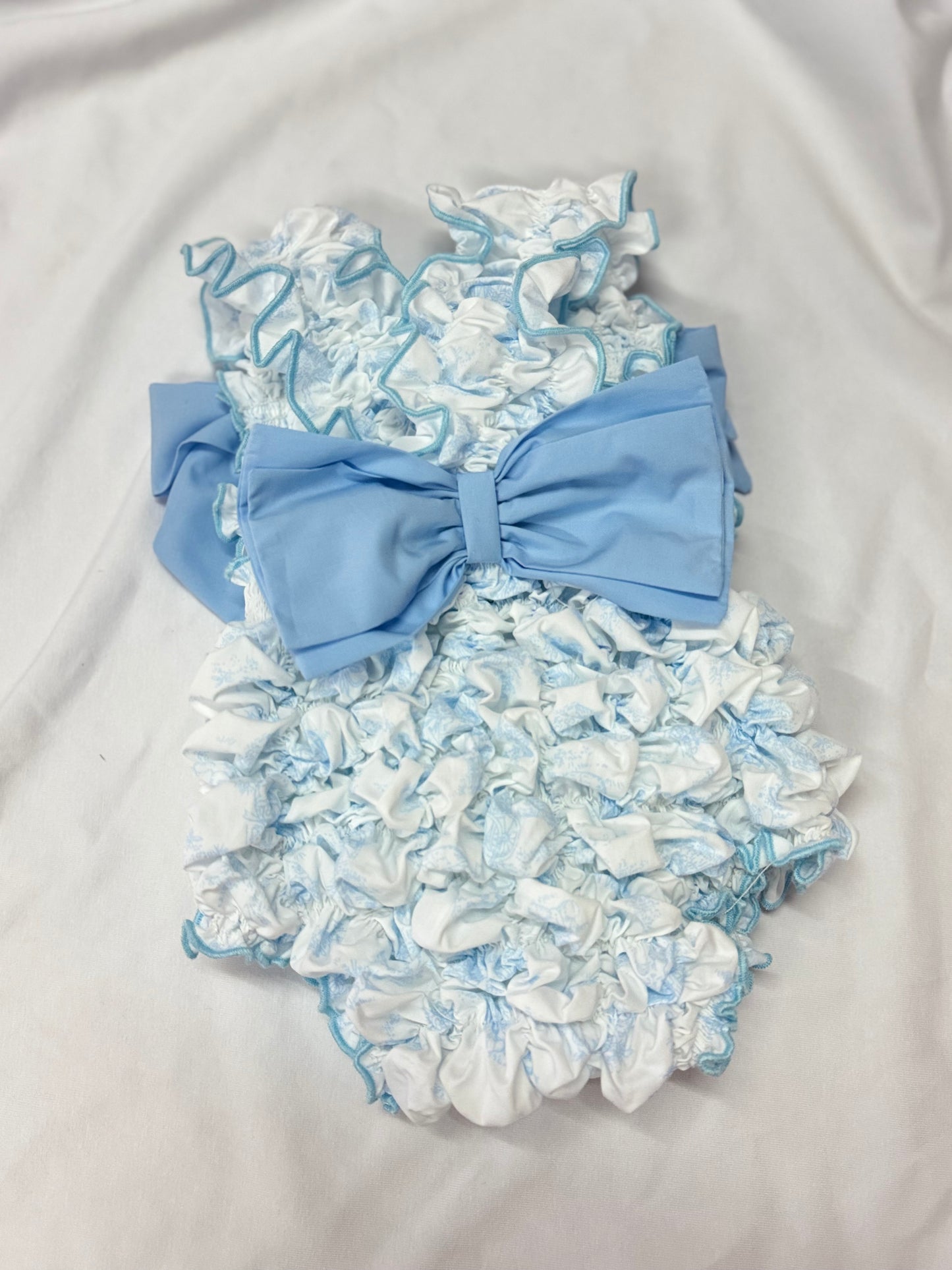 Toile de jouy céleste badpak 3 bows - PRE ORDER