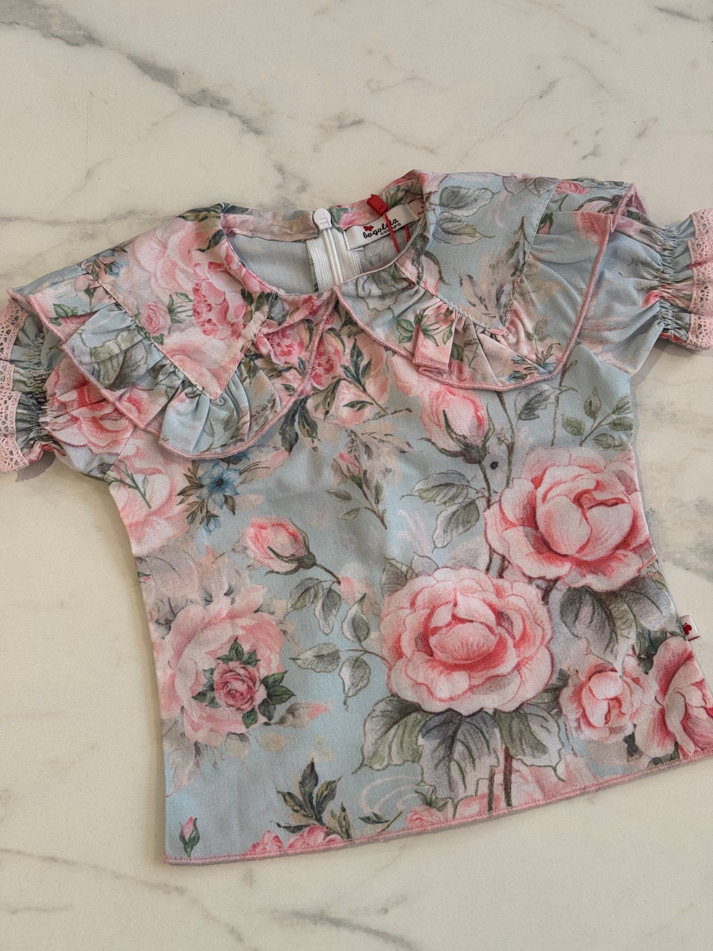Pink blue blouse