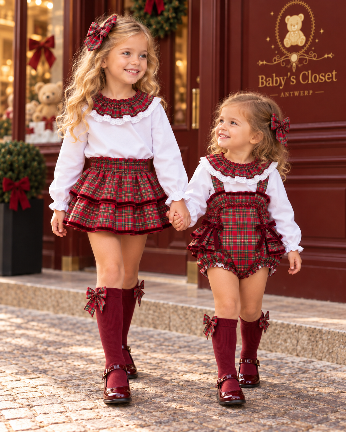 Red tartan romper set top + romper - PRE ORDER