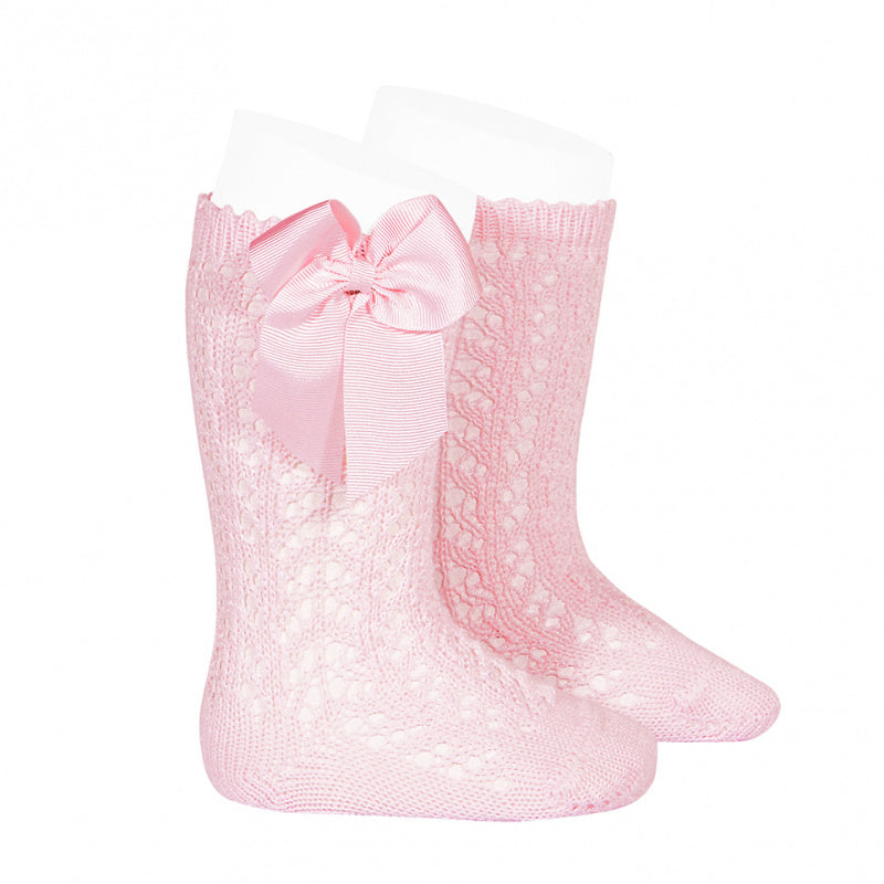 Chaussettes ajourées rose bébé