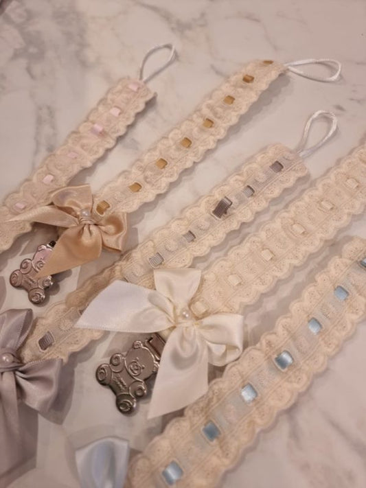 Bear Pacifier Clip Beige