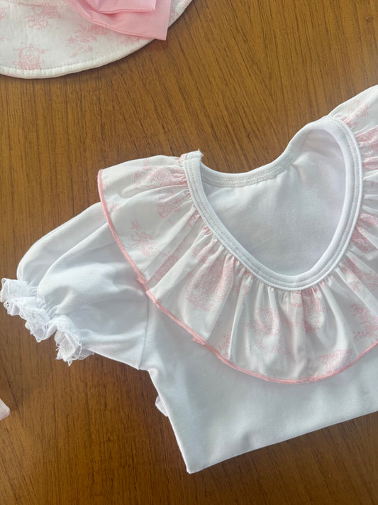 Toile de Jouy pink t-shirt - PRE ORDER