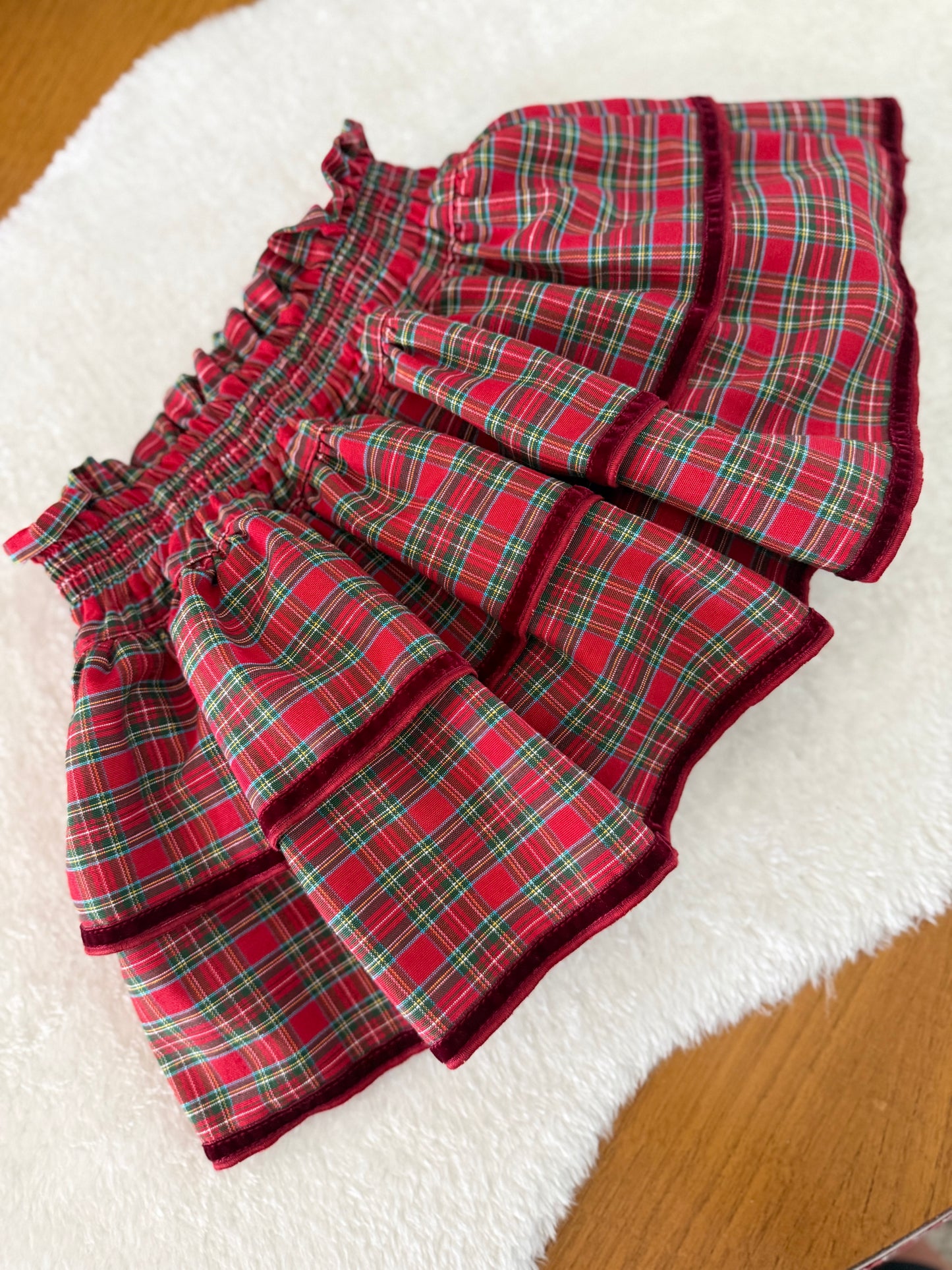 Red tartan bloomer- PRE ORDER