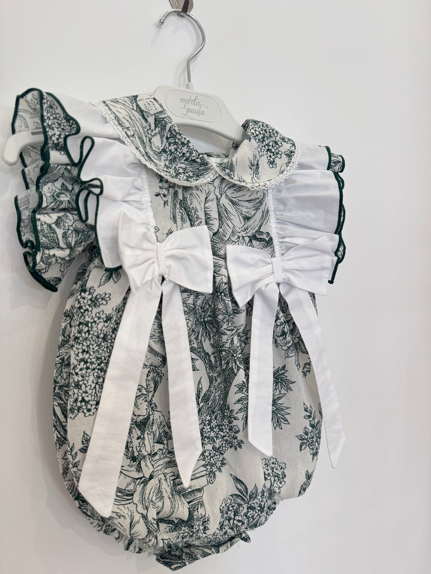 Toile de jouy green Romper- PRE ORDER