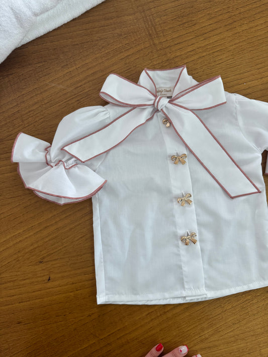 Baby’s closet Old pink bow blouse - PRE ORDER