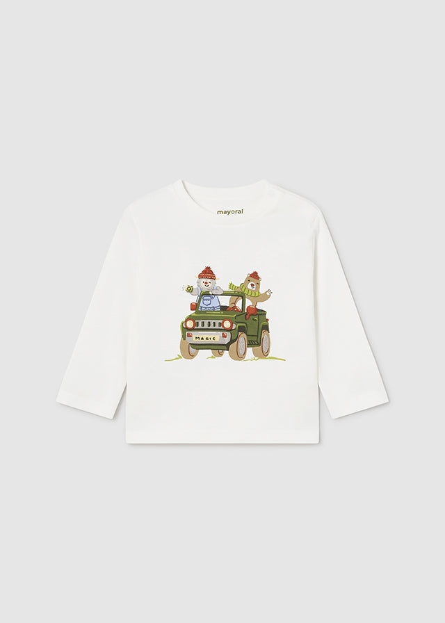 Cream L/s t-shirt cart Mayoral