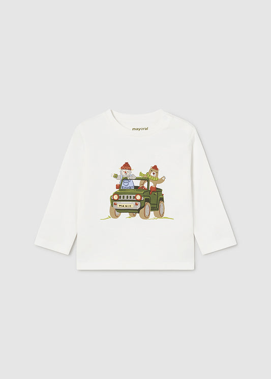 Cream L/s t-shirt cart Mayoral