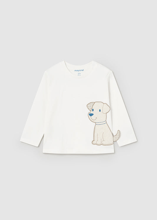 Cream 	L/s t-shirt dogs Mayoral