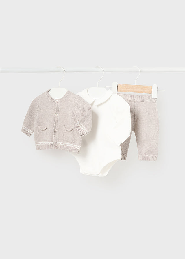 Walnut Long knit 3-piece trouset set