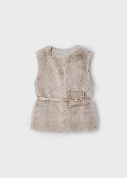 Sepia Fur vest with belt