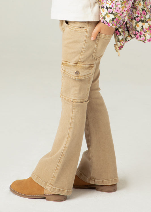 Brown Flared cargo pants