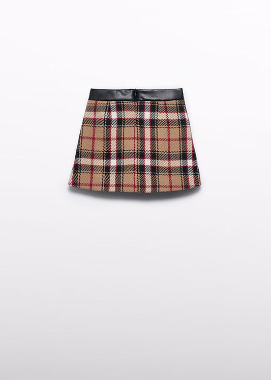 Camel check skirt