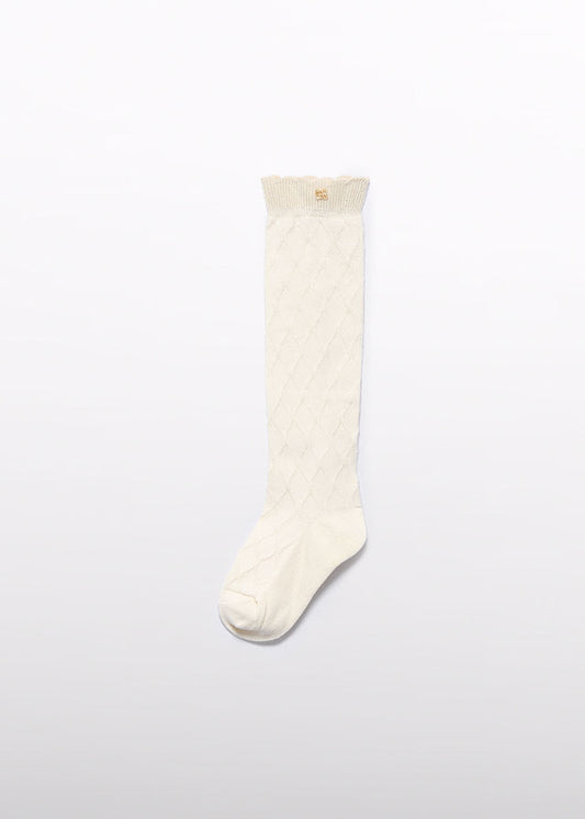 cream and black Jacquard socks