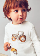 Cream L/s "Play" tractor shirt