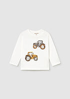 Cream L/s "Play" tractor shirt