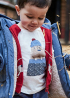 Cream L/s t-shirt applique animal
