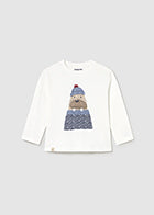 Cream L/s t-shirt applique animal