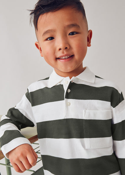 Olive L/s stripes polo