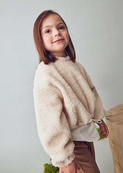 Almond Lamb wool combined pullover
