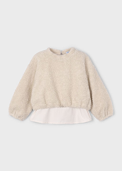 Almond Lamb wool combined pullover