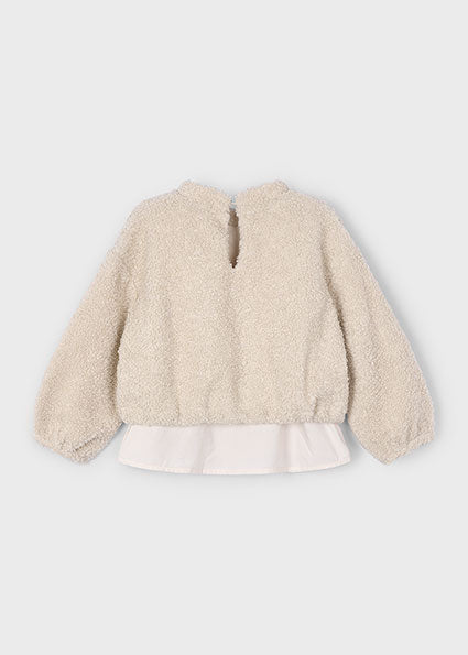 Almond Lamb wool combined pullover