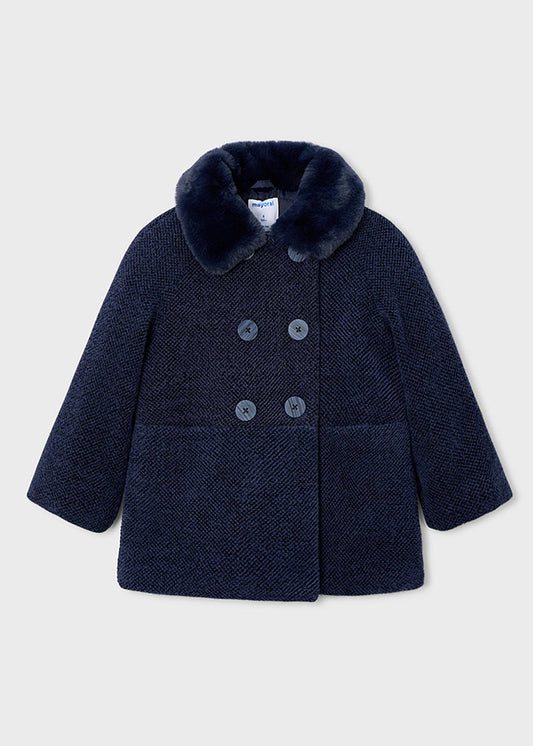 Navy Knitted fur coat