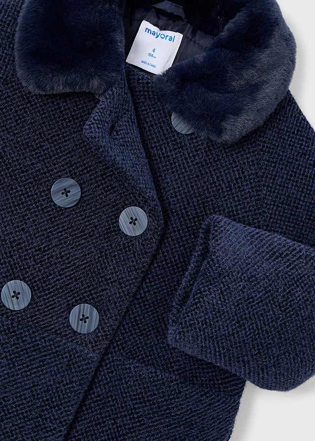 Navy Knitted fur coat