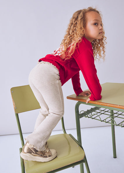 Sand Rib knit flare leggings