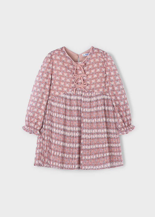 Make up Pleated printed dress
