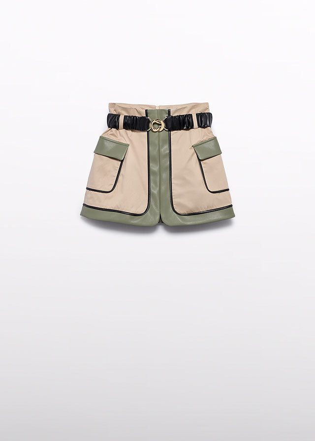 Beige maza Combined twill skirt