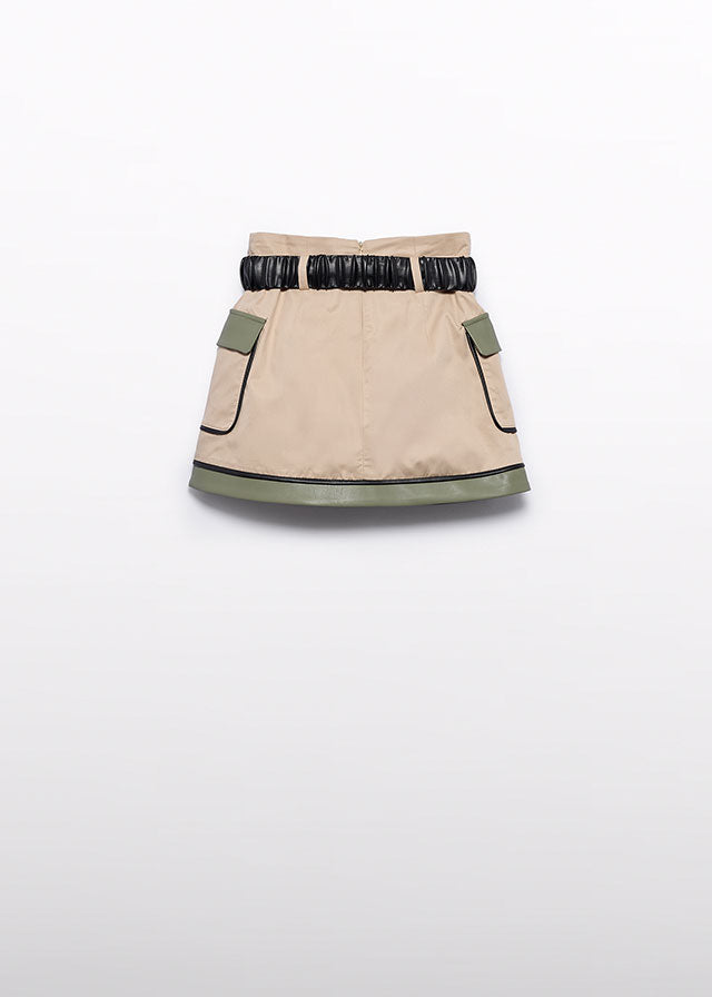 Beige maza Combined twill skirt