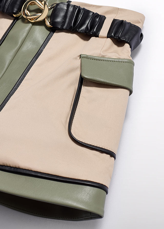 Beige maza Combined twill skirt