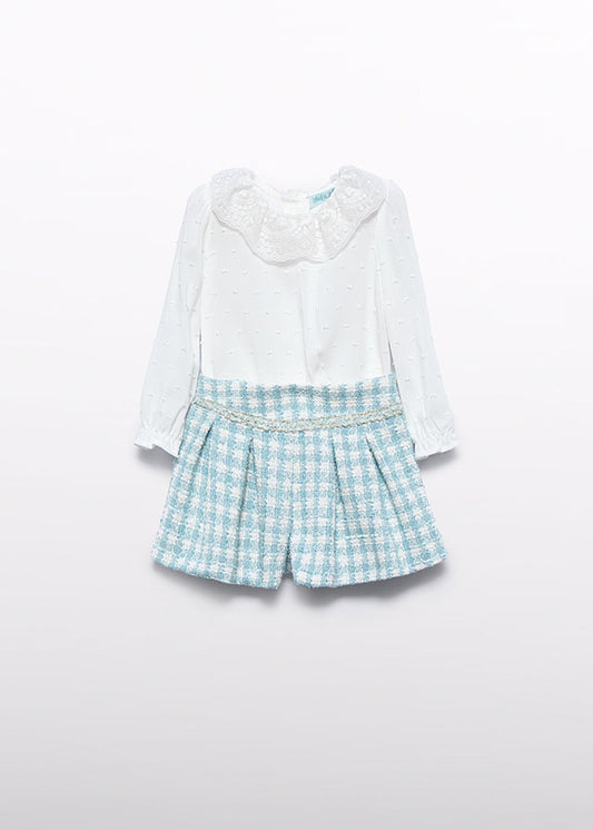 Aqua Lurex plaid bermuda