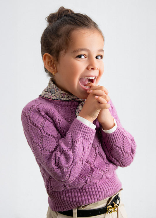Lilac 	Openwork glitter jersey