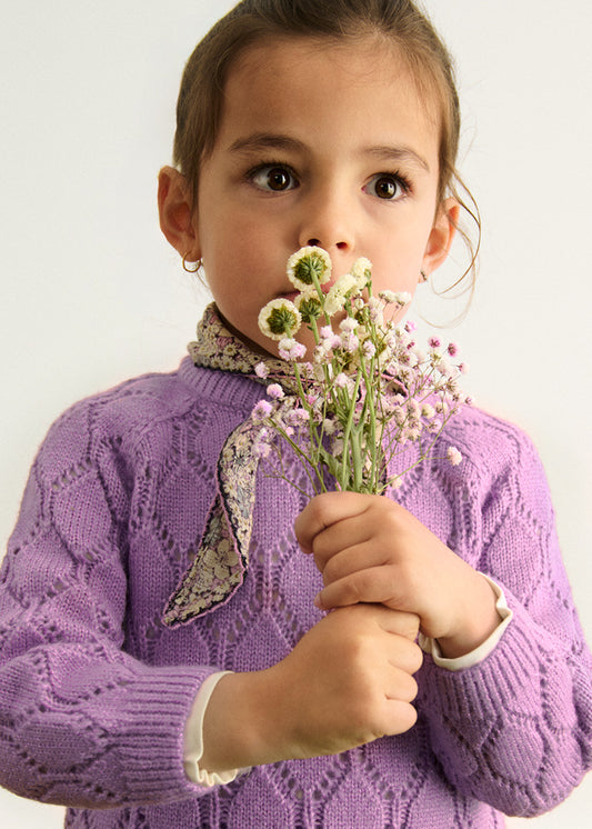 Lilac 	Openwork glitter jersey