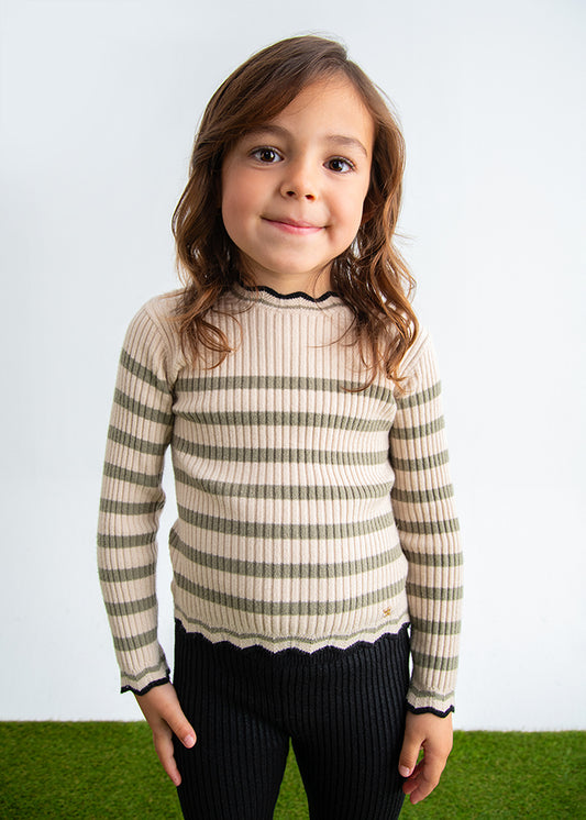 Beige maza 	Knit rib turtleneck