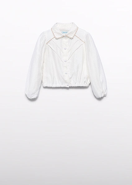5619- Ivory blouse shine