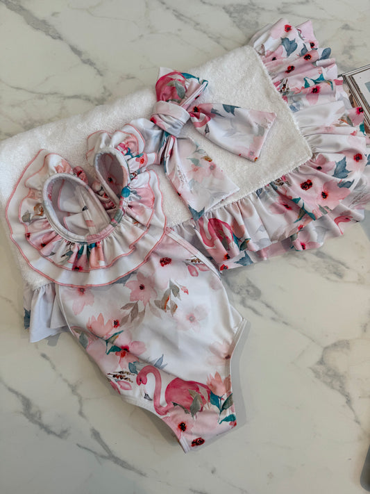 Flamingo flower swimsuit set