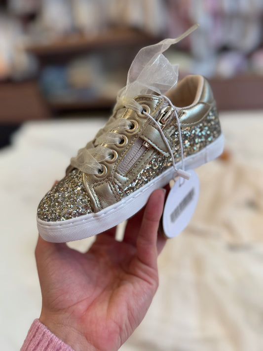 Gold glitter sneakers