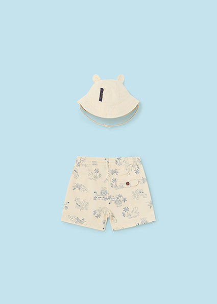 Cream Bermuda w/ bucket hat set mayoral