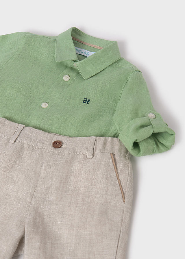 Green linen shirt & bermuda set