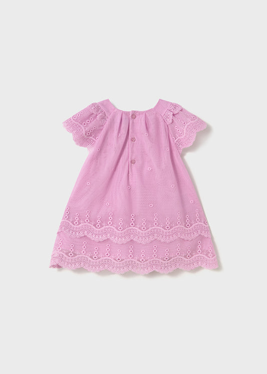 Mauve Embroidered tulle dress