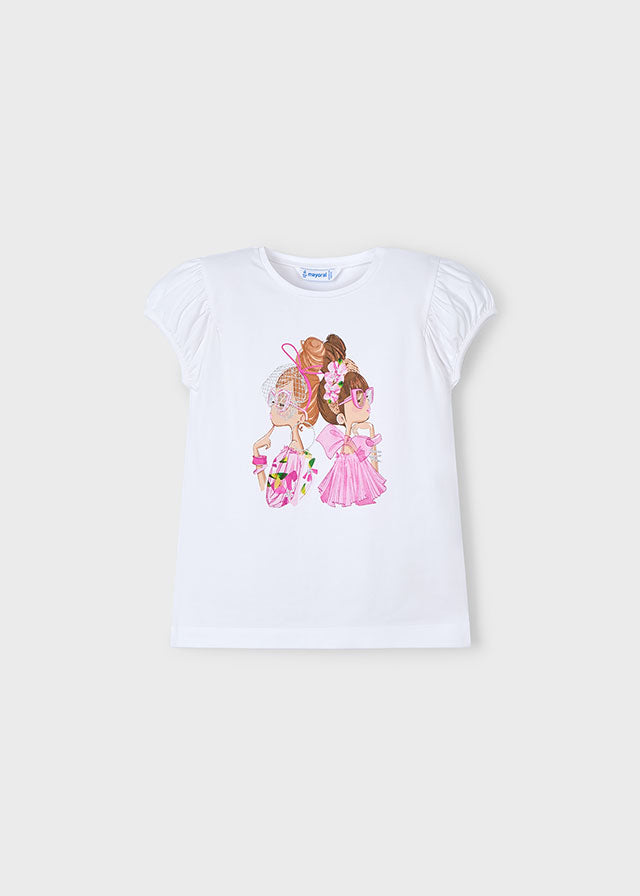 Wht-Orchid S/s doll t-shirt