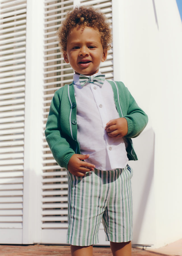 Bermuda and shirt w/bowtie set Aloe