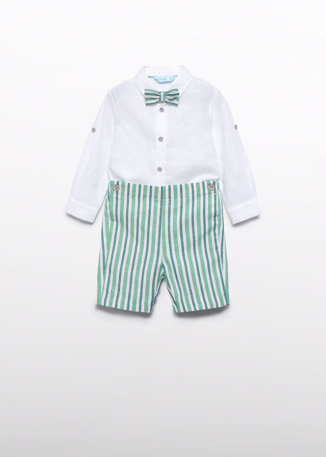 Bermuda and shirt w/bowtie set Aloe